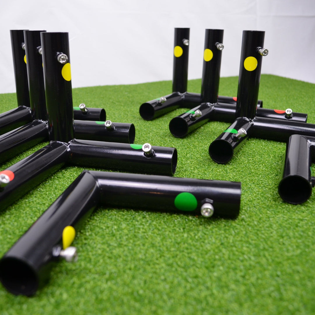 Set of back corner fittings from side angle with stickers for RooBox DIY Enclosure Kit