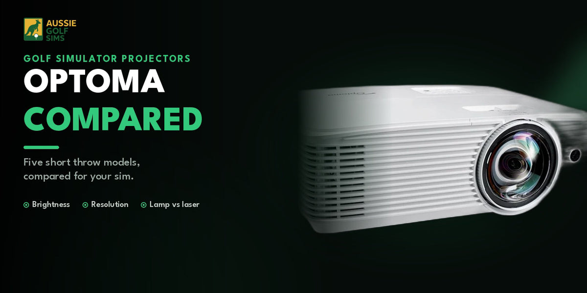 Optoma short throw projector for a golf simulator, compared in the Aussie Golf Sims buyer's guide