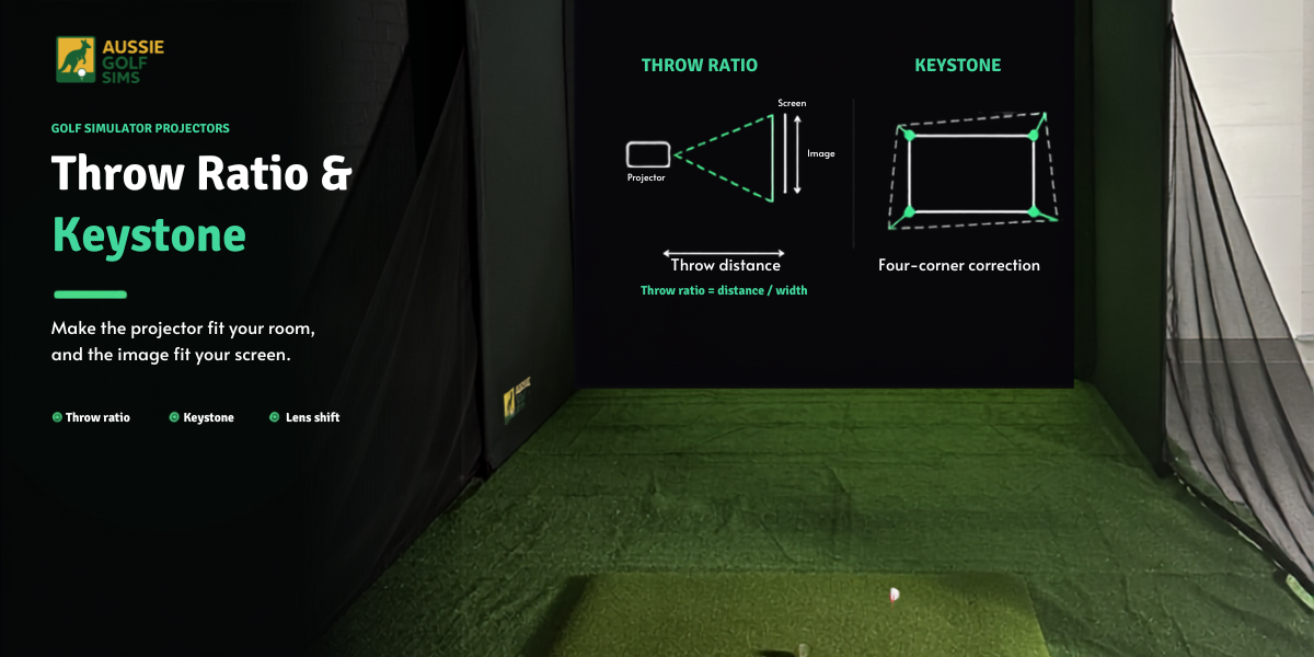Golf Simulator Projector Throw Ratio & Keystone Correction Explained