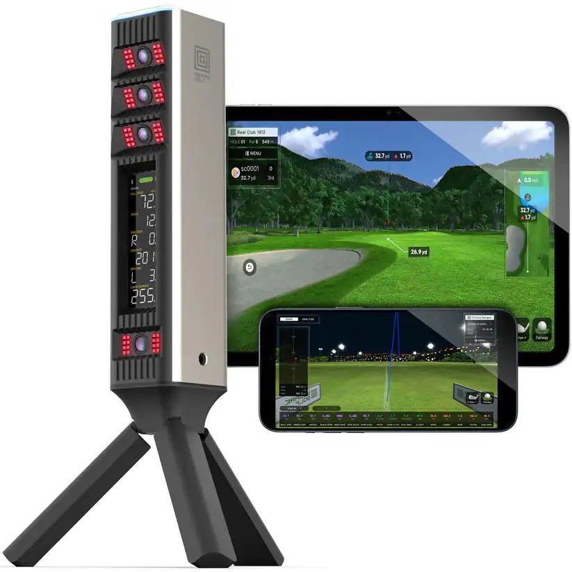 Square Golf Omni Launch Monitor with ipad and phone