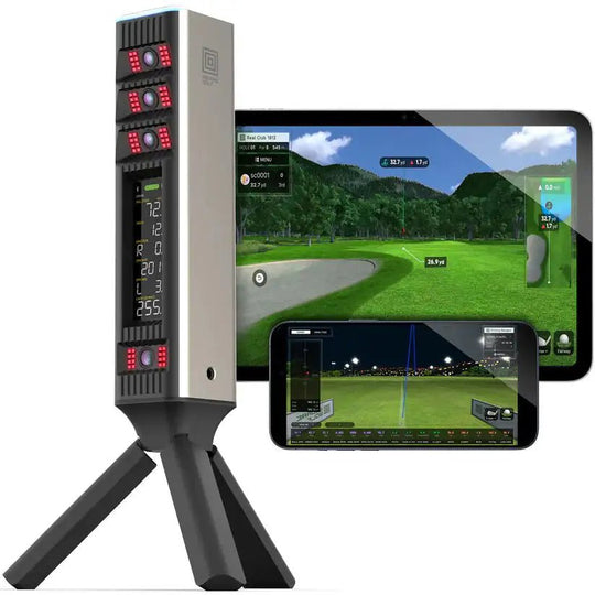 Square Golf Omni Launch Monitor with ipad and phone