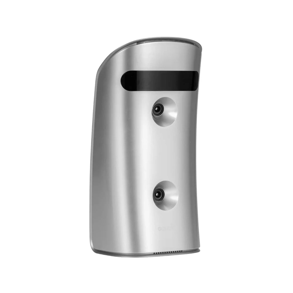 Silver Golf Joy GDS Pro launch monitor with dual cameras, sleek curved design, and dark top panel.