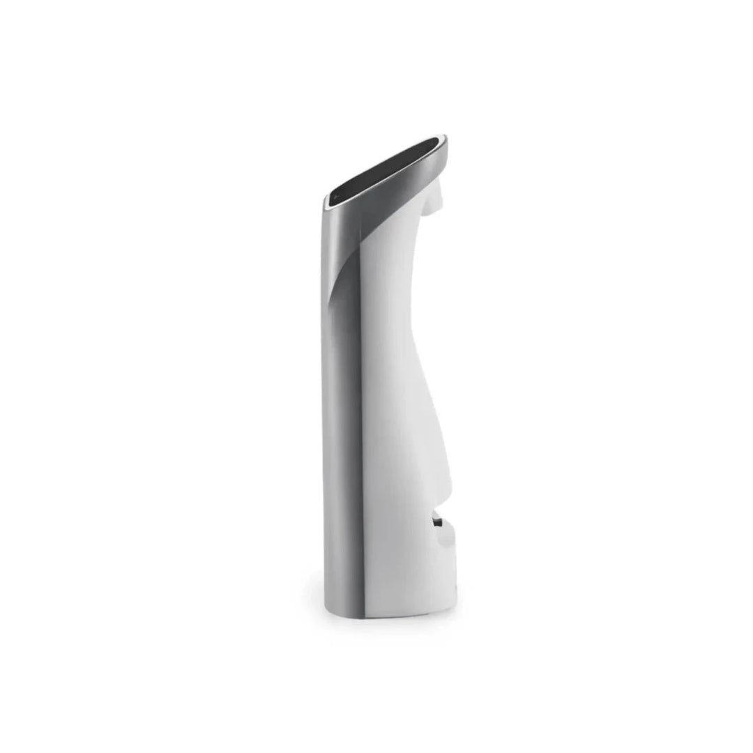 Sleek white and silver Golf Joy Spica 3 Launch Monitor with a modern, ergonomic design.