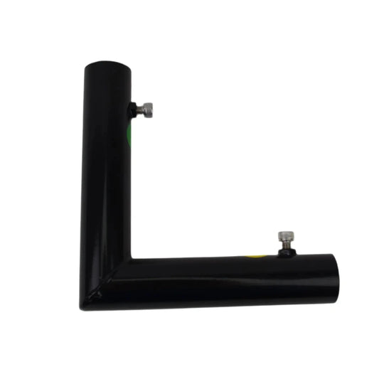 Black L Shaape corner fitting for DIY Golf Sim Enclosure with white background 