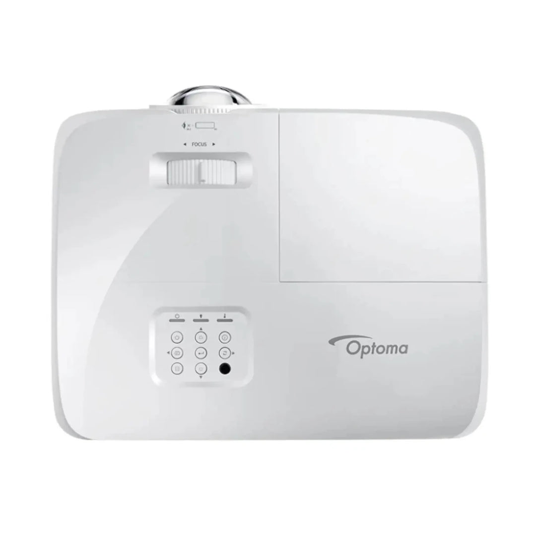 Optoma GT1080HDR Short Throw Golf Simulator Projector Top View Showing Control Panel Buttons and Focus Lever