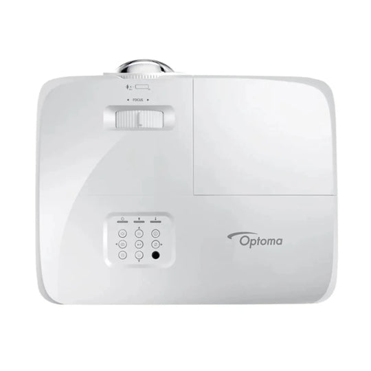 Optoma GT1080HDR Short Throw Golf Simulator Projector Top View Showing Control Panel Buttons and Focus Lever