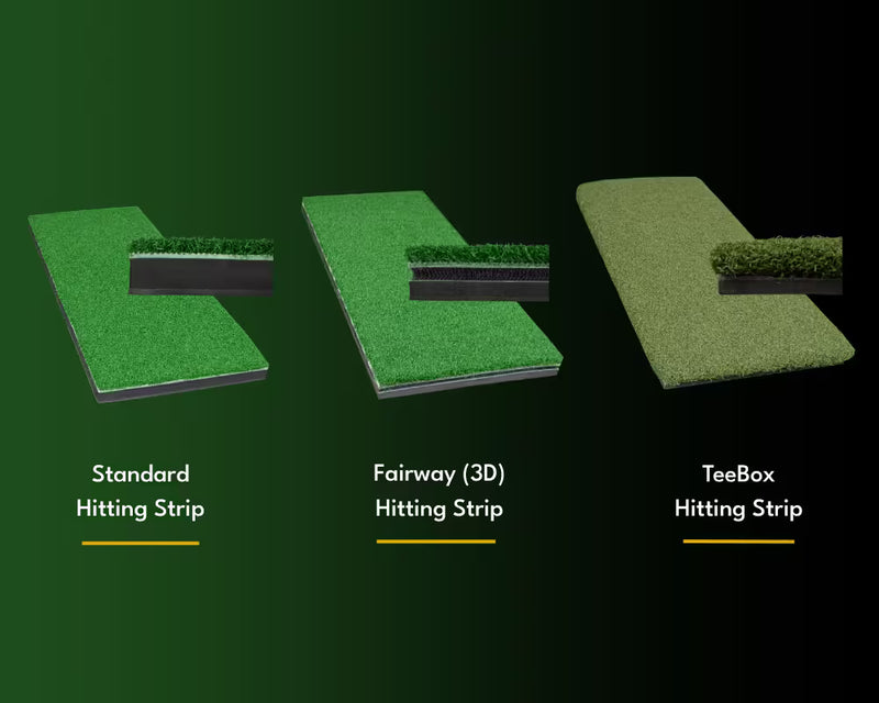 RooStrike hitting mat interchangable strips displaying the side profile on a green background