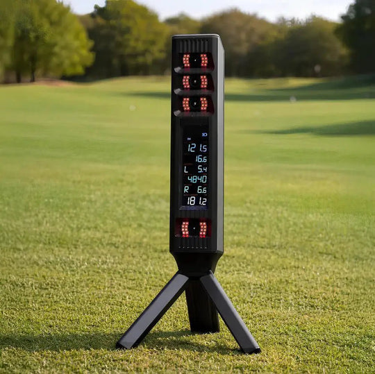 Square Golf Omni launch monitor on golf fairway 
