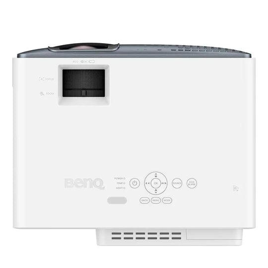 White BenQ TK710STi 4K UHD laser projector with a dark gray top panel, lens, and control buttons.